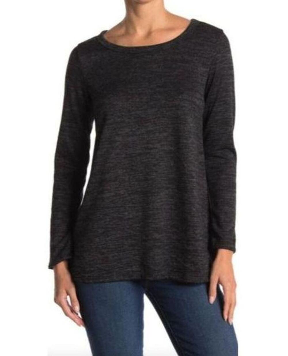 Forgotten Grace Brushed Hacci Pullover Tunic Top EXTRA SMALL Dark Charcoal NWT
